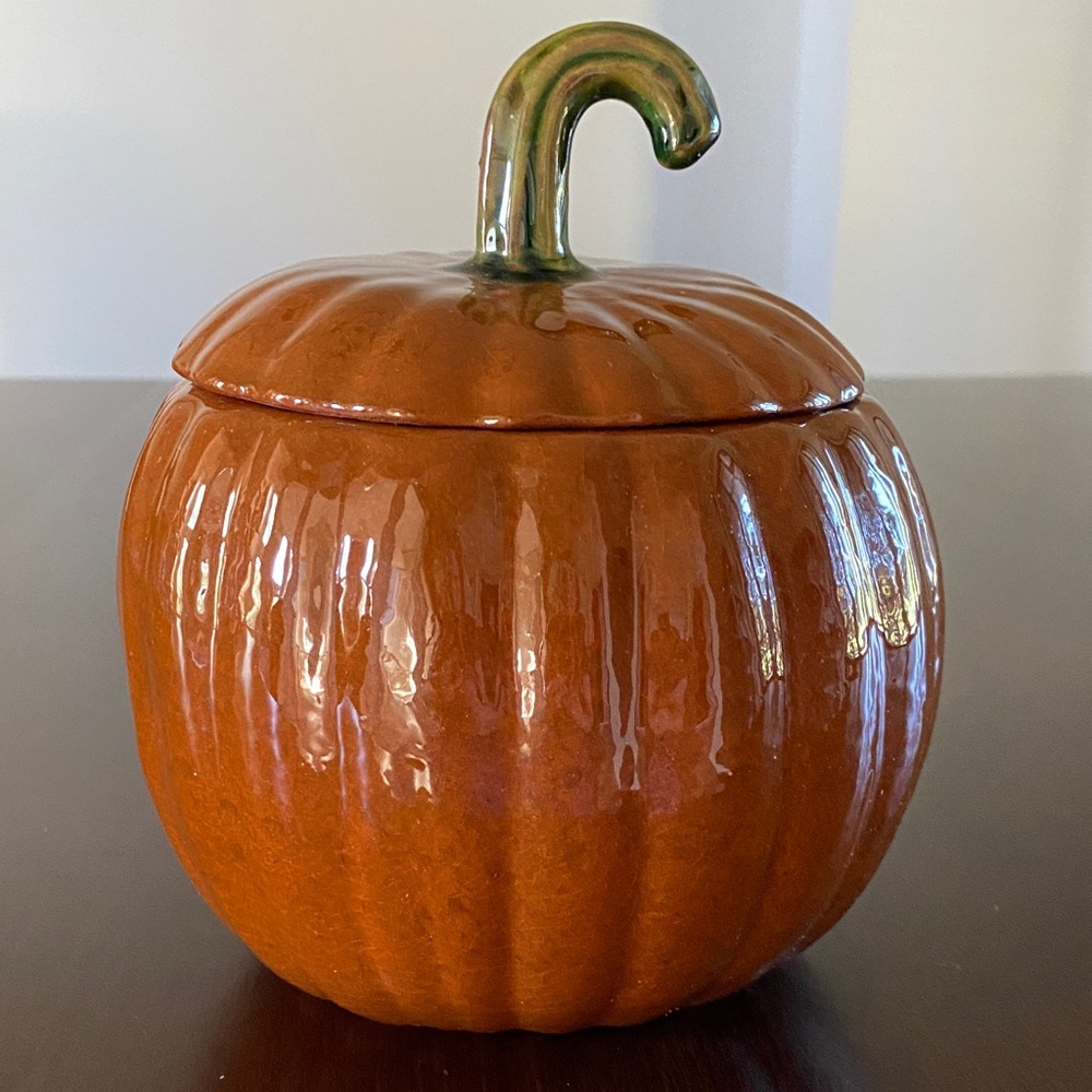 Pennsylvania Redware Pumpkin with Removable Lid by Mayre Landis